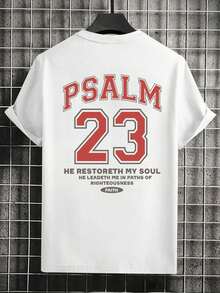 男士休闲简约百搭日常信笺23印花白色圆领短袖T恤 - 白色 - 查看 3