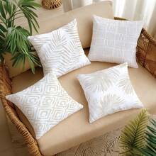 MEMNUN Bộ 4 vỏ gối trang trí hiện đại đơn giản họa tiết trà sữa, lá nhiệt đới và hình học (không kèm ruột gối), kích thước 17.7*17.7in (45*45cm)/19.69*19.69in (50*50cm)/15.75*15.75in (40*40cm), [in một mặt]. Vỏ gối trang trí nhà hiện đại bằng polyester, thích hợp cho ghế sofa, giường, phòng khách, phòng ngủ, xe hơi, văn phòng, khách sạn, phù hợp cho mọi mùa, món quà hoàn hảo cho gia đình và bạn bè. - Nhiều màu - Xem 12