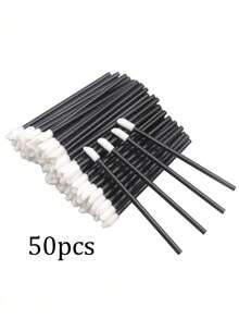 50pcs Lipstick Makeup Brushes, Multi-Functional Nylon Bristles, Unscented, Normal Skin, ABS Plastic Handle, Eyeshadow & Lipstick Brushes, Cotton Swab Alternative - Multicolor - View 2