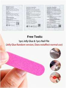 24pcs Short Oval 3D Gel Nail Stickers, Create Pearl Flower Nail Art, French Acrylic Press-On Nails, Short Size Perfectly Fit False Nails Set, Includes: 1pc Jelly Gel And 1pc Nail File, Easy To Wear, French Nail Stickers Suitable For Women And Girls For Daily, Party And Other Occasions - 彩色 - 查看 7