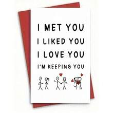 1 Pc I Like You Love You Keep You Greeting Card With Anniversary Celebrating Love Design For Family Friends Couples Colleagues Perfect For Birthday Christmas Thanksgiving Wedding Parties Any Occasions Use As Christmas Card Birthday Card Invitation Card Thank You Card Gift Card With Matching Envelope - Multicolor - View 1