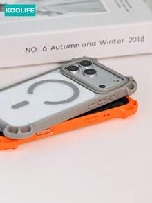 Koolife 2pcs Phone Case And Strap Set [1pc Four-Corner Drop-Proof Phone Case, 1pc Detachable Lanyard], Transparent Magnetic PC+TPU Case With Raised Lens Protection, Crossbody Lanyard ,Anti-Collision Protective Case, Compatible With IPhone 13/13Pro/13ProMax/14/14Pro/14ProMax/14 Plus/15/15 Plus/15Pro/15ProMax/16/16Pro/16ProMax/17/17Pro/17ProMax - Orange - View 3