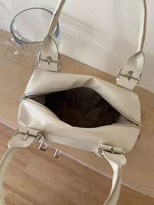 High-Quality Large Capacity Ins Commuter Bag, Versatile Biker Bag With Rivets, Women Handbag Shoulder Bag - White - View 5