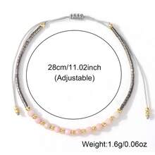 1 chiếc vòng tay đá quý màu hồng thanh lịch, vòng tay hạt cườm màu hồng, vòng tay hạt cườm bạc, vòng tay có thể điều chỉnh, vòng tay nữ có thể đeo nhiều lớp, thích hợp để đeo hàng ngày, quà tặng cho gia đình, bạn bè, người yêu, sinh nhật, ngày lễ. - Nhiều màu - Xem 3