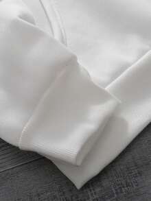 男士字母 K 印花抽绳连帽衫和运动裤休闲装，秋季服装 - 白色 - 查看 4