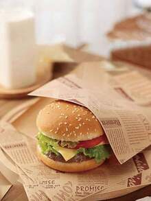 50pcs/Pack Hamburger Laminated Paper, Double-Layer Unfolded Baking Packaging Paper - Multicolor - View 4