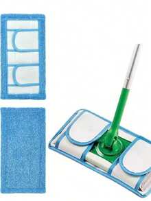 1 Set Flat Mop Replacement Mop Pads, Detachable Mop Head, Fine Fiber Mop Cloth For Wet & Dry Use - Multicolor - View 1