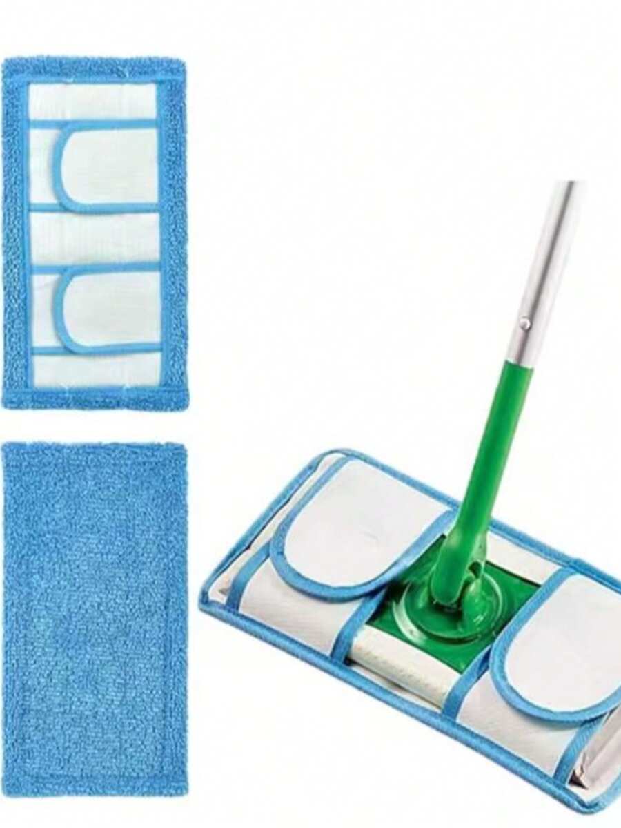1 Set Flat Mop Replacement Mop Pads, Detachable Mop Head, Fine Fiber Mop Cloth For Wet & Dry Use - Multicolor - View 1