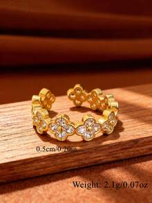 1pc Fashionable Glossy Water Drop Open Ring, Copper Material With Zirconia Stone, Adjustable Finger Ring, Suitable For Women As Gift Or Daily Wear - Multicolor - View 21