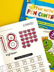 28 Pages Reusable Handwriting Practice Workbook, Math Practice Book, Magic Practice Notebook Set, Student Stationery, Back To School, Christmas Gift, Suitable As Learning Reward, Holiday Or Birthday Gift - Multicolor - View 4