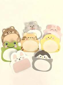 可爱卡通动物图案便签本，可重复粘贴，动物造型便签本 - 自粘便签本，创意竖版笔记本，每本20张，动物造型标记，适用于家庭办公笔记本和记事本，学校奖品 - 彩色 - 查看 7