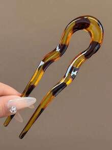 French Twist Hair Forks, U-Shaped Wavy Hair Clips, Suitable For Spiral Buns, Tortoiseshell Color, Fashionable, Flexible And Durable Women Hair Accessories, Styling Hair Clips, Hair Pins - Multicolor - View 12