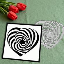 Creative Spinning Heart Dies, DIY Scrapbooking Album And Embossing Stencil, Greeting Card Making Tool, Card Paper Cutting Crafts ,Gift Card Making Template Die Cuts. - Silver - View 4