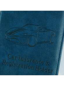 Minimalist Style PU Leather Car Insurance And Registration Document Holder Wallet - A File Organizer Box With Transparent Pockets, Used Storing ID Cards And Important Documents - Light Blue - View 8
