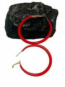 2 chiếc khuyên tai vòng màu đỏ nhỏ giọt dầu, kiểu dáng Hồng Kông cổ điển cao cấp, khuyên tai đỏ thời trang thanh lịch cá tính phù hợp cho phụ nữ đeo hàng ngày và các dịp lễ hội, món quà tuyệt vời cho kỳ nghỉ. - Đỏ - Xem 9