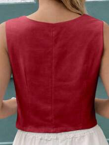 MICHELEE Elegant Women's Vest With V-Neck And Button Closure - Burdeos - Ver 6
