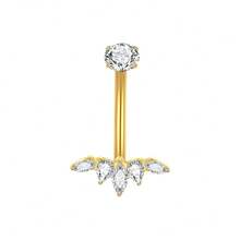 SWANJO 1pc Titnaium Marquise CZ Belly Button Ring Internally Threaded Zirconia Navel Piercing Body Jewelry - TN028 - View 7