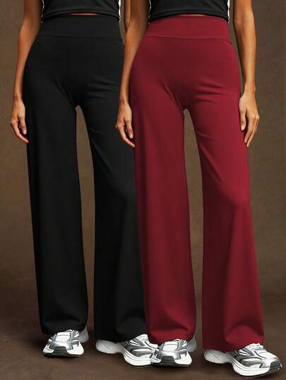 VVX 2 Pcs Workout Leggings Women No Front Seam Straight Leggings High Waist Buttery Eddiy Gym Yoga Pants For Sports Gym Workout Dailywear All Seasons