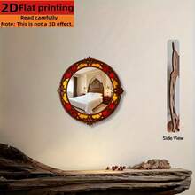 不对称木框，时尚亚克力镜面墙饰 - 适用于家居客厅、卧室、工作室、露台墙面，无需电源，是父亲节、婚礼季、万圣节、圣诞节和其他节日的理想礼物和装饰品。使用前请撕掉保护膜。 - 低品質 - 查看 4