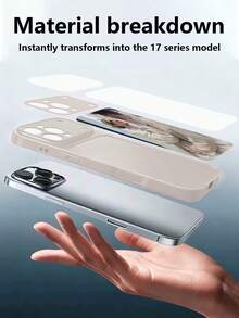 1pc Customized Gray Phone Case, Personalized Photo Luxury Large Window Tempered Glass With Lens Protection Matte Anti-Drop Phone Case Compatible With IPhone 17/17Pro/17ProMax/17Air/16/16Pro/16ProMax/16Plus/15/15Plus/15Pro/15ProMax/14/14Plus/14Pro/14ProMax/13/13Pro/13ProMax/12/11 Phone Accessories, Suitable For Couples, Friends, Family, Pets, Full Coverage High-End Protective Cover - Light Grey - View 4