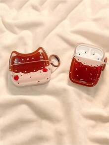 1个可爱猫咪草莓图案耳机保护套，兼容/ Pro/ 3/ 4/ 第一代/ 第二代无线蓝牙耳机 - 彩色 - 查看 2