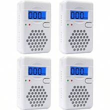 Paquete de 4 detectores de monoxido de carbono detector de alarma CO con visualizacion digital LED para hogar viajes pilas no incluidas - como en la foto - Ver 1