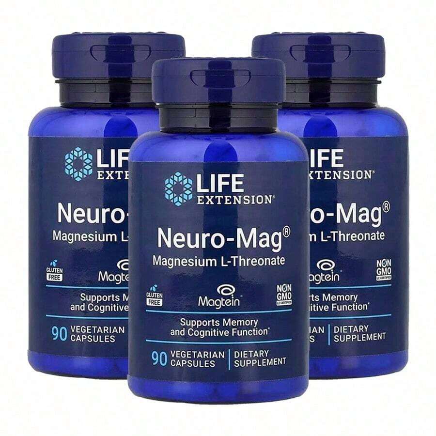 Life Extension Neuro-Mag,Magnesium L-Threonate,90 Vegetarian Capsules (48 Mg Per Capsule) - 3 CÁI - Xem 1