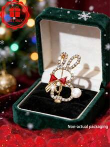 1pc18k Golden Plated French Classic Rabbit Brooch With Gift Box, Suitable For Christmas, Valentine's Day, Easter Wear, Suitable For Gift Giving In All Seasons - Rabbit - View 3