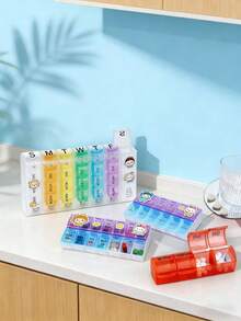 1 Caja de píldoras semanal de arcoíris, 3 estilos, una caja de píldoras de 7 días con 21 compartimentos para la mañana, el mediodía y la noche, 21 compartimentos que se pueden separar en mini cajas de píldoras portátiles, cajas selladas portátiles semanales para píldoras y cápsulas, almacenamiento de tabletas y vitaminas diarias en caja de píldoras de PP de gran capacidad, compartimentos independientes sellados y a prueba de humedad, caja de almacenamiento de medicamentos visible, conveniente para viajes de negocios y viajes. - Multicolor - Ver 1