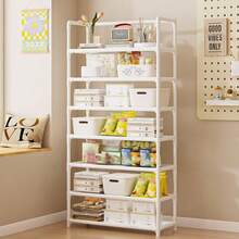 1件/多层置物架，可调节层数，防潮防霉，安装简便，大容量储物空间，易于移动，易于清洁，家用置物架，卧室落地展示架，简约耐用的零食杂物架，鞋架，采用塑料部件+油漆管+无纺布组合而成，组装简便，适用于多种场景。 - 彩色 - 查看 6