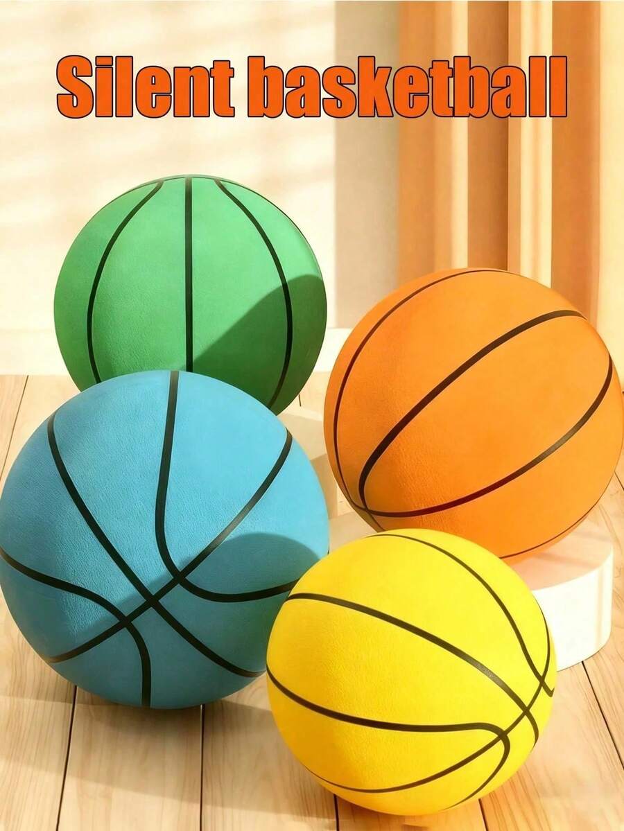 静音篮球，泡沫篮球，室内训练静音球，静音泡沫室内训练球，适用于各种室内活动，感恩节、圣诞节和万圣节礼物 - 彩色 - 查看 1