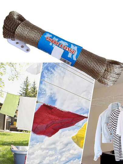 200kg Load Steel Core Washing Line Rope, 50m*2.5mm Weather Resistant PVC Coated Clothesline, Cuttable Heavy Duty Line For Garden Balcony Camping Travel