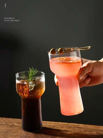 1pc Creative Household Coffee Cup, Minimalist Transparent High Borosilicate Glass Cup For Cold Brew, American Coffee, Latte, Sparkling Water