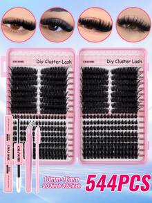 528/544/608 Eyelash Clusters, Mixed Density 10D-100D, D Curl, 10-18mm Length, Ultra-Lightweight, Soft & Long-Lasting DIY Eyelash Clusters, 3D Fluffy Segmented Lashes, Lash Extension Kit Includes Tweezers, Lash Glue & Brush - Multicolor - View 15