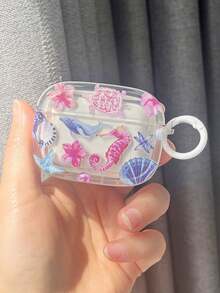 适用于 2/1/3、 4、 Pro 3 和 Pro 2 的无线蓝牙耳机保护套，TPU 材质，海洋动物造型，带钥匙扣 - 彩色 - 查看 6