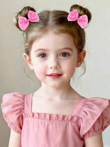 Conjunto de 4 Presilhas de Cabelo com Laço de Malha e Pérolas, Acessórios de Cabelo Delicados para Meninas e Princesas - Multicolorido - Ver 2