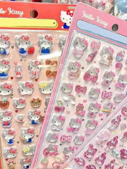 1 Set Cute Cartoon Embossed Sticker Gift Box - Reusable DIY Stickers For Stationery, Planner, Laptop, Girl's Room Decor, And Cartoon Packaging Decoration | Perfect Gift For New Year, Valentine's Day And Easter