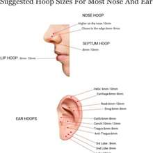 1/4 套装钛合金鼻环/鼻钉，低过敏性医用钢铰链式鼻环，耳环，耳骨环，耳夹，男女通用 - 唇環 - 查看 4