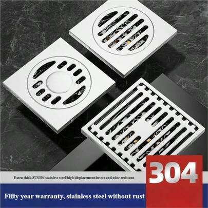 1pc Stainless Steel Thickened Floor Drain, All-Copper Gravity Core + Filter Screen Anti-Clogging Floor Drain Bathroom Decor