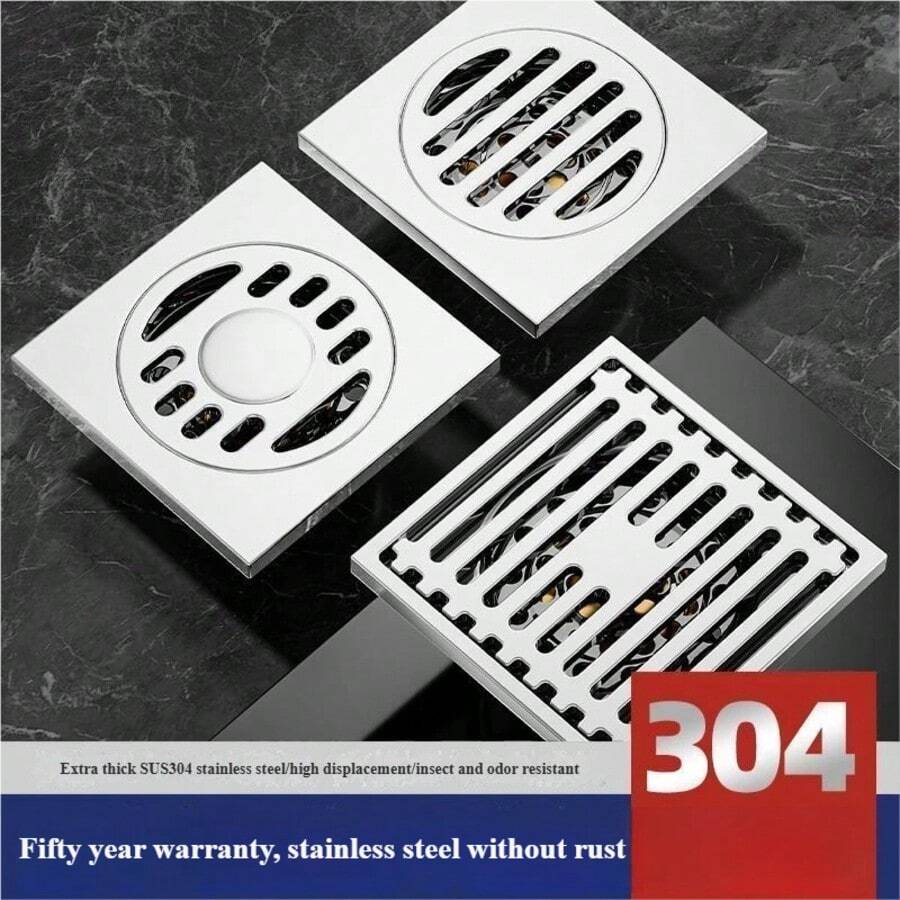 1pc Stainless Steel Thickened Floor Drain, All-Copper Gravity Core + Filter Screen Anti-Clogging Floor Drain Bathroom Decor - Multicolor - View 1
