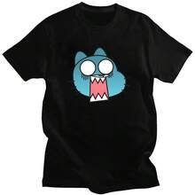 Camiseta Gumball con estampado de dibujos animados, estilo Harajuku Kawaii, camiseta casual de manga corta de algodón, cuello redondo, sudaderas vintage, ropa linda - Negro - Ver 10