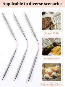 23厘米飞鸟图案针织套装，13种尺寸不锈钢环形针织针（随机颜色针线），DIY毛衣编织工具，针号2.0-6.0毫米 - 彩色 - 查看 4