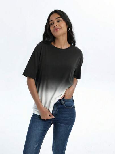 Camiseta deportiva para mujer con degradado de color ombre