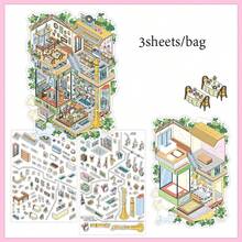 Bộ 3 tờ/túi sticker, sticker phong cảnh cỡ lớn, sticker phong cảnh nhiều lớp kiểu cổ điển, đồ dùng làm sổ lưu niệm và phụ kiện sổ tay, dùng để trang trí khung ảnh, máy tính, ốp điện thoại, cốc nước, tạp chí cũ, hộp bút, vali và bàn làm việc, sticker cá nhân hóa, đồ dùng học tập, quà Giáng sinh, quà tặng cho phụ nữ, sticker trang trí sổ lưu niệm, sticker văn phòng phẩm dễ thương, đồ dùng làm sổ lưu niệm. - Nhiều màu - Xem 13