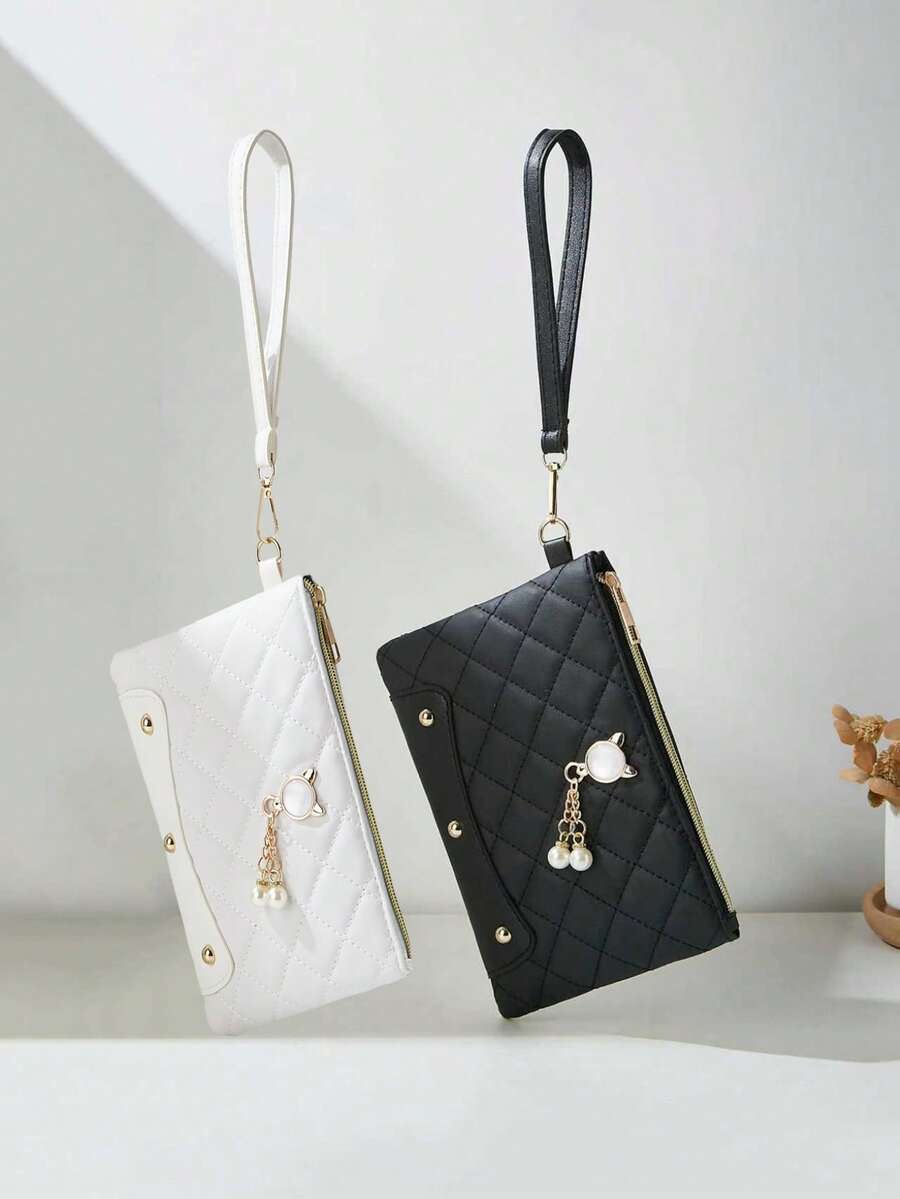 New Fashionable Butterfly Design Women Wristlet Quilted Square Coin Purse Small Bag - Multicolor - View 1