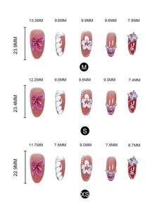 10 chiếc móng giả ngắn kiểu Pháp màu hồng ngọt ngào hình hoa hạnh nhân 3D phong cách Y2K, họa tiết da báo, vằn hổ, thích hợp sử dụng hàng ngày, hẹn hò, tiệc trà chiều, dã ngoại. - Nhiều màu - Xem 5