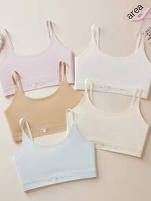 5pcs/Set Colorful Girls Bras, Casual Sports Bras For Elementary & Middle School Students, Anti-Slip & Comfortable Camisole - Multicolor - View 13