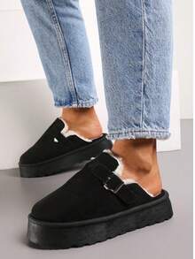 SERGIO TODZI Women's Winter Solid Color Boho Style Home Outdoor Slippers - Black - View 2