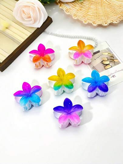 1pc/3pcs/6pcs Floral Print Casual ABS Plastic (ABS Resin) 2026 New Daisy Hair Claw Clips, Suitable For Beach, Travel, Party, Vacation, Back To School Season, Sweet And Fresh Hair Accessories