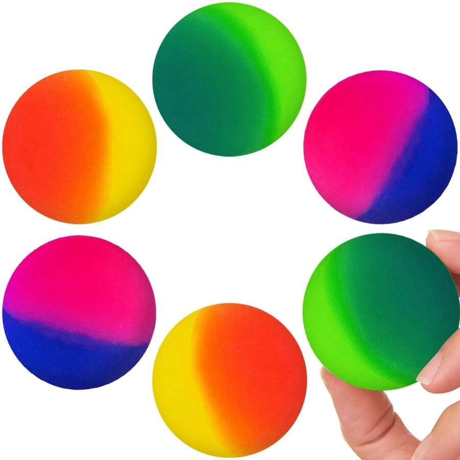 45 mm Jumbo Sprungbälle, gummielastische hochspringende Bälle in leuchtenden Farben als Geburtstagsparty-Geschenke, Ostergeschenke, Karnevalspreise für Klassenzimmer - Verschiedenfarbig - Übersicht 1